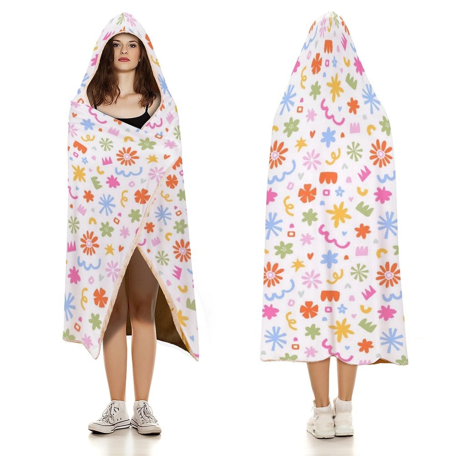 Abstract Colourful Shapes Kids Hooded Blanket 100cm x 130cm Kids Hooded Blanket Printed Offshore