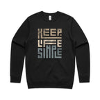 Keep Life Simple - AS Colour Stencil Crew Black Sweatshirt Printed In Australia