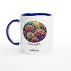 Stained Glass Birth Month Flowers - 11oz Ceramic Mug Ceramic Blue Personalised 11oz Mug Birthday customise Globally Fulfilled Name personalise Plants