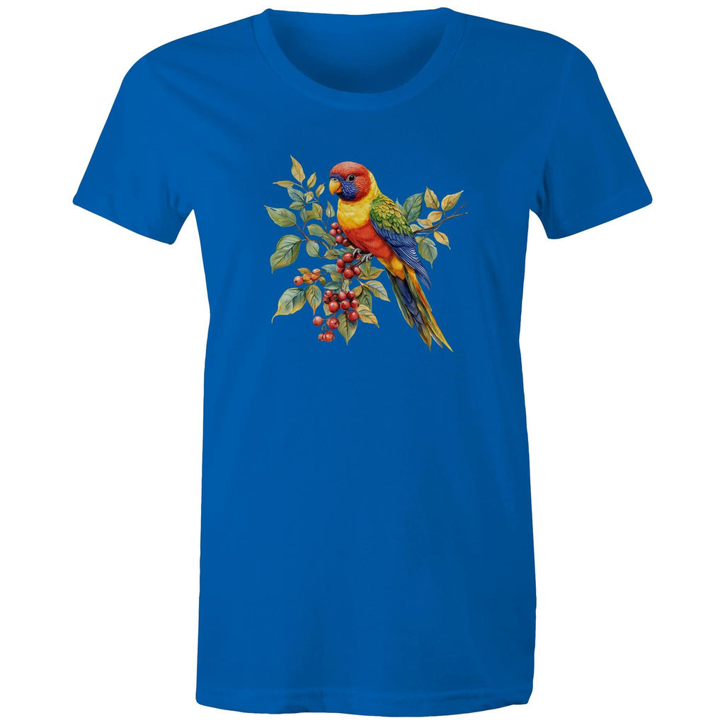 Lorikeet, Australian Birds - Womens T-shirt Bright Royal Womens T-shirt animal Printed In Australia
