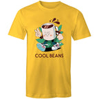 Cool Beans, Coffee - Mens T-Shirt Yellow Mens T-shirt Coffee Printed In Australia