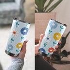 Abstract Cute Flowers 20oz Mobile Tumbler with Lid (Black Lock) 20oz Travel Mug Plants Printed Offshore
