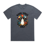 Good Vibes Only, Hippie Mushroom AS Colour Heavy Faded Tee Unisex Faded indigo Heavy Faded T-shirt Positivity Printed In Australia