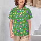 Bright 80's Kids Youth Short Sleeve Button Up Shirt