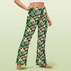 Frangipani High Waist Crossover Tummy Control Flare Leggings High Waist Flare Leggings Plants Printed Offshore