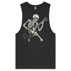 Skeleton Playing Guitar Mens Men's AS Colour Drop Arm Tank Top Coal Drop Arm Tank Top Music Printed In Australia