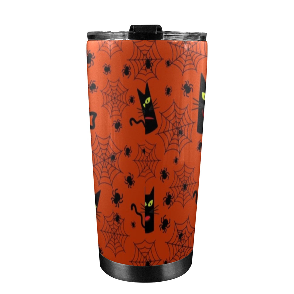 Halloween Black Cats 20oz Mobile Tumbler with Lid (Black Lock) 20oz Travel Mug animal Halloween Printed Offshore