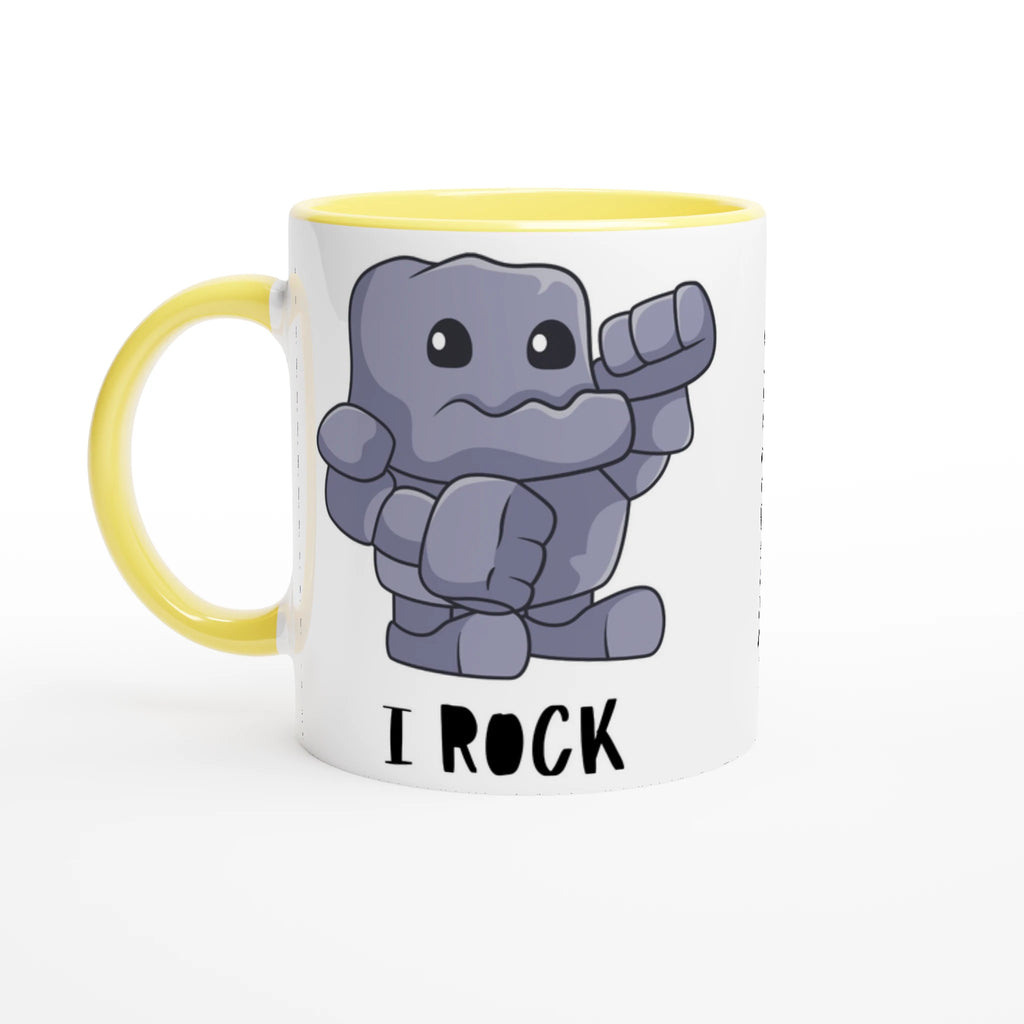 Pesonalise - I Rock - White 11oz Ceramic Mug Ceramic Yellow Personalised Mug customise Globally Fulfilled Music personalise
