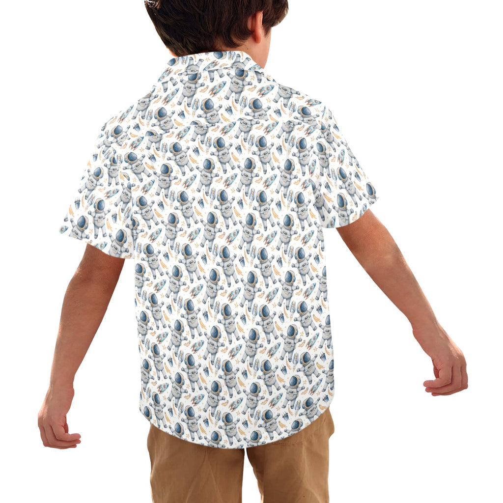 Astronauts And Rocket Ships Junior Kids Hawaiian Shirt