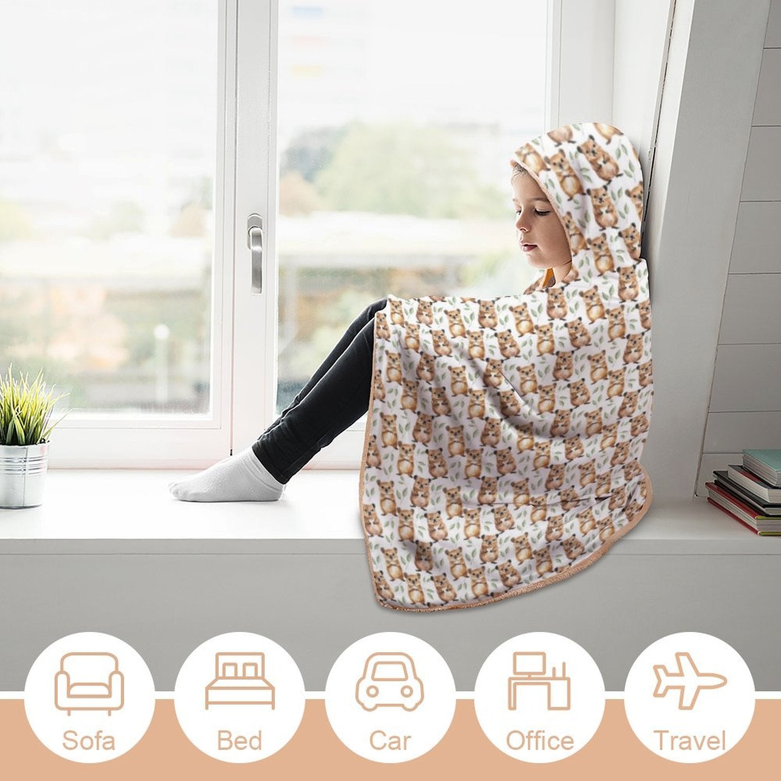 Quokkas Kids Hooded Blanket 100cm x 130cm