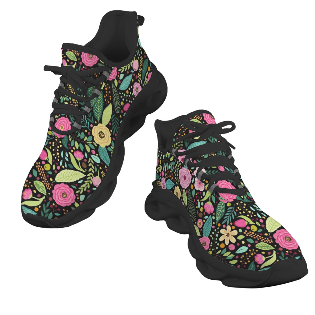 Bright Floral And Leaves Women's Twisted Sole Sneakers