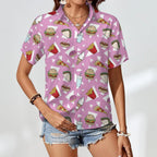 Fast Food Women's Collared Pocketless Short Sleeve Shirt