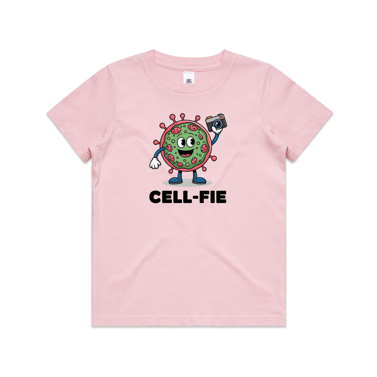 Cell-fie Cell Selfie Kids AS Colour T-shirt Pink Kids Youth T-shirt Printed In Australia Science