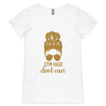 Gym Hair, Don't Care - Womens V-Neck T-Shirt White Womens Active V-Neck T-shirt Fitness Printed In Australia