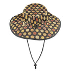Round Pizzas On Black Wide Brim Bucket Hat Wide Brim Bucket Hat Food Printed Offshore