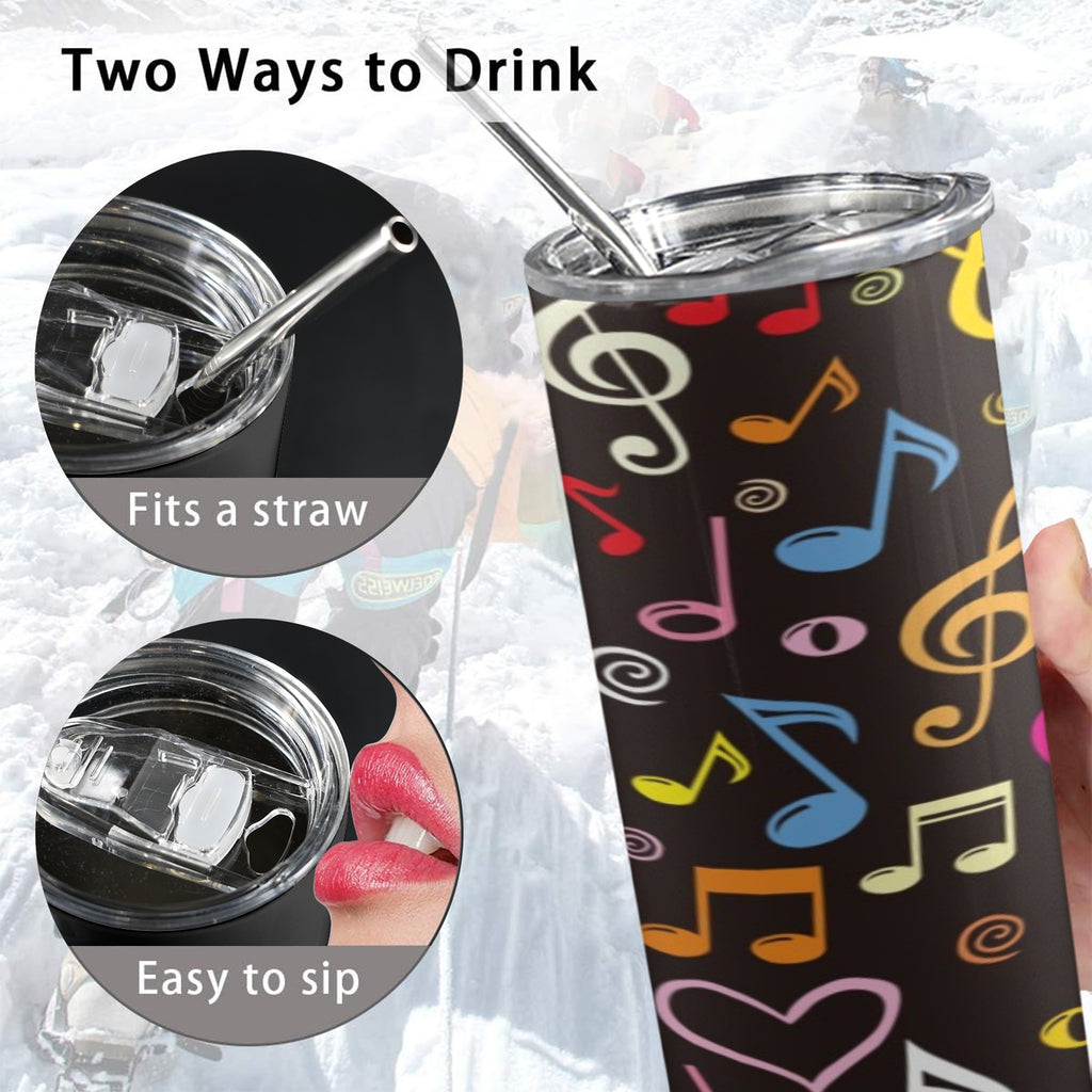 Musical Notes 20oz Tall Skinny Tumbler with Lid and Straw