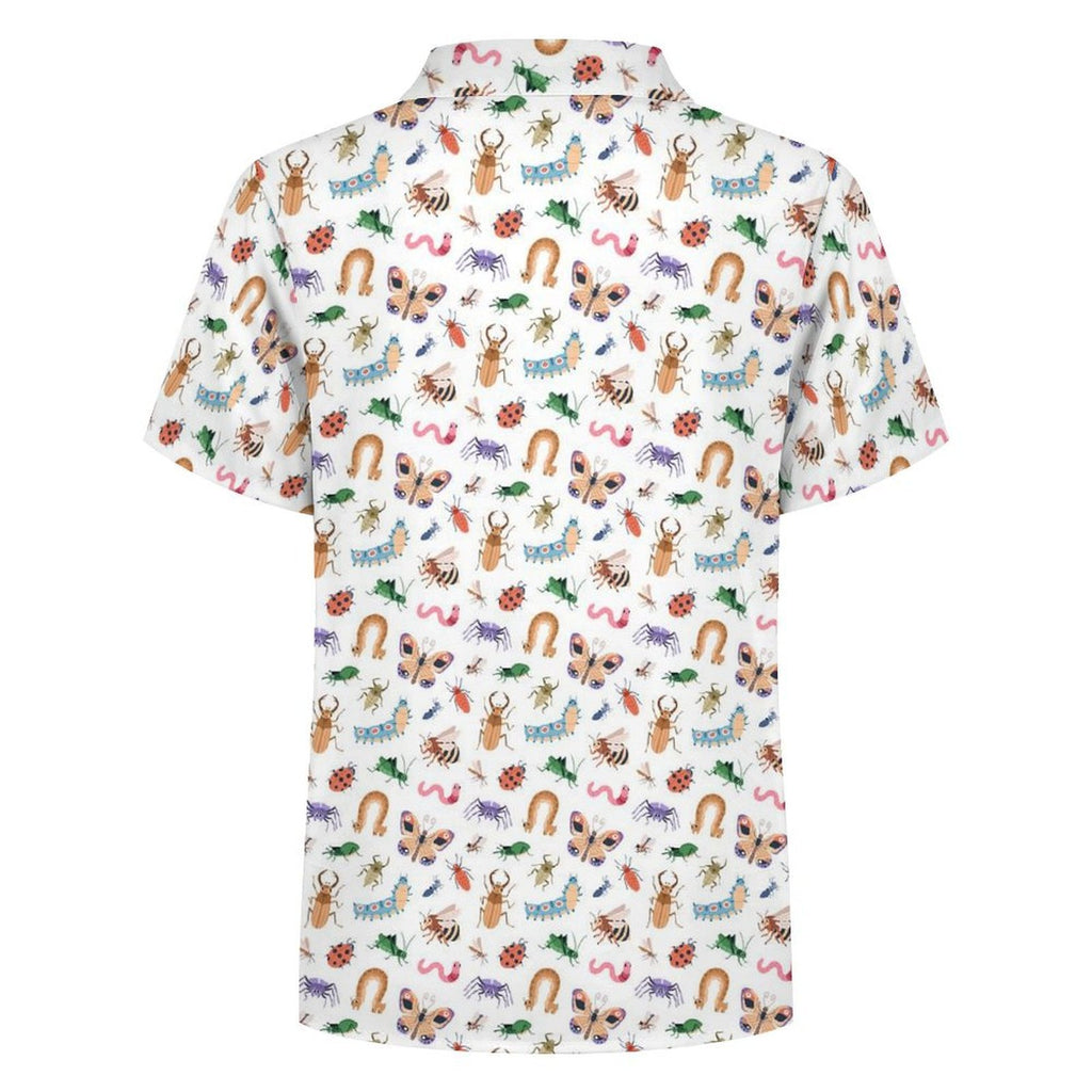 Cute Bugs Kids Youth Short Sleeve Button Up Shirt
