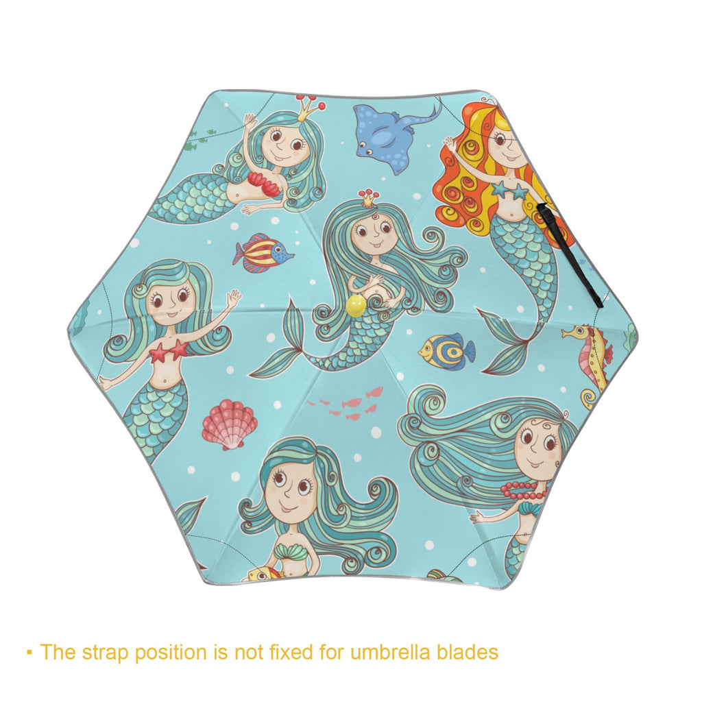 Mermaids Kids Safe Round Corner Umbrella Kids Safe Round Corner Umbrella Ocean Printed Offshore
