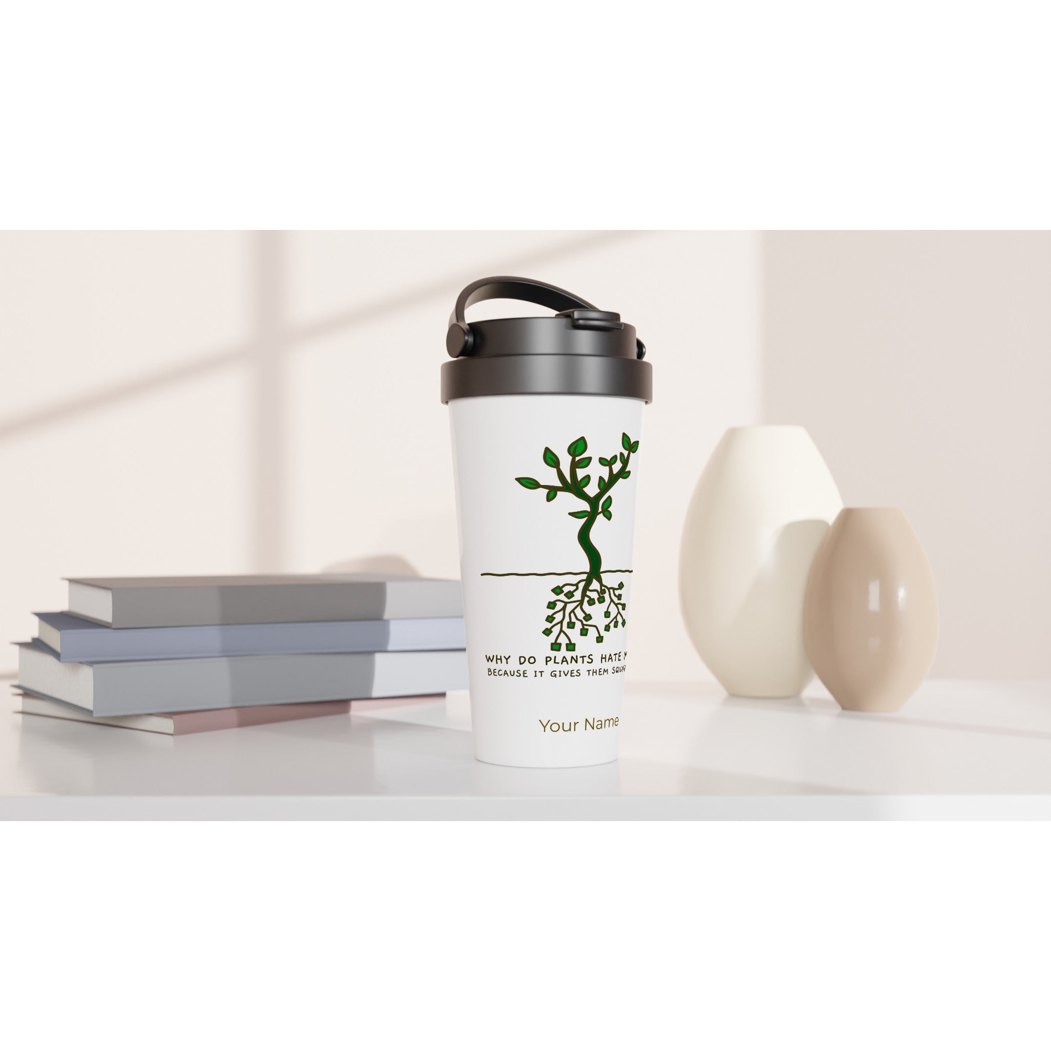 Personalised - Square Roots - White 15oz Stainless Steel Travel Mug Personalised Travel Mug Globally Fulfilled maths
