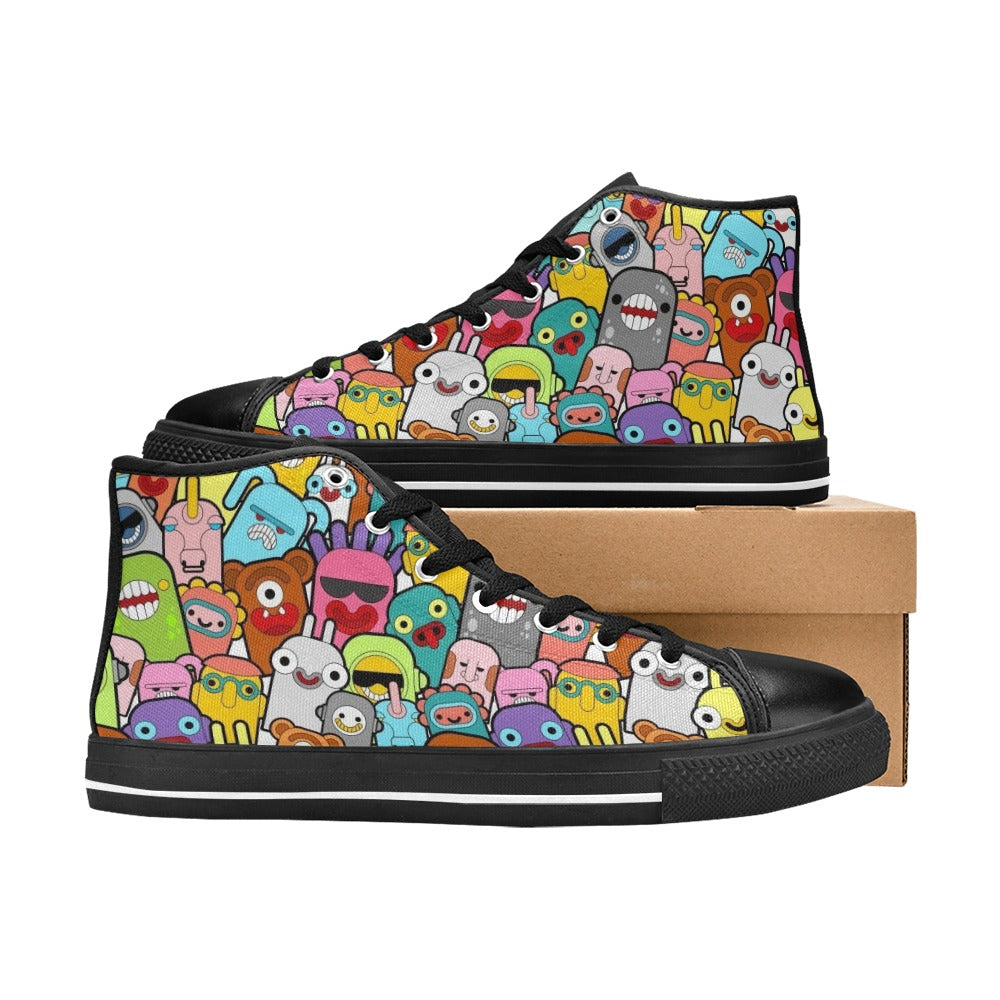 Happy Monsters - Men's High Top Canvas Shoes