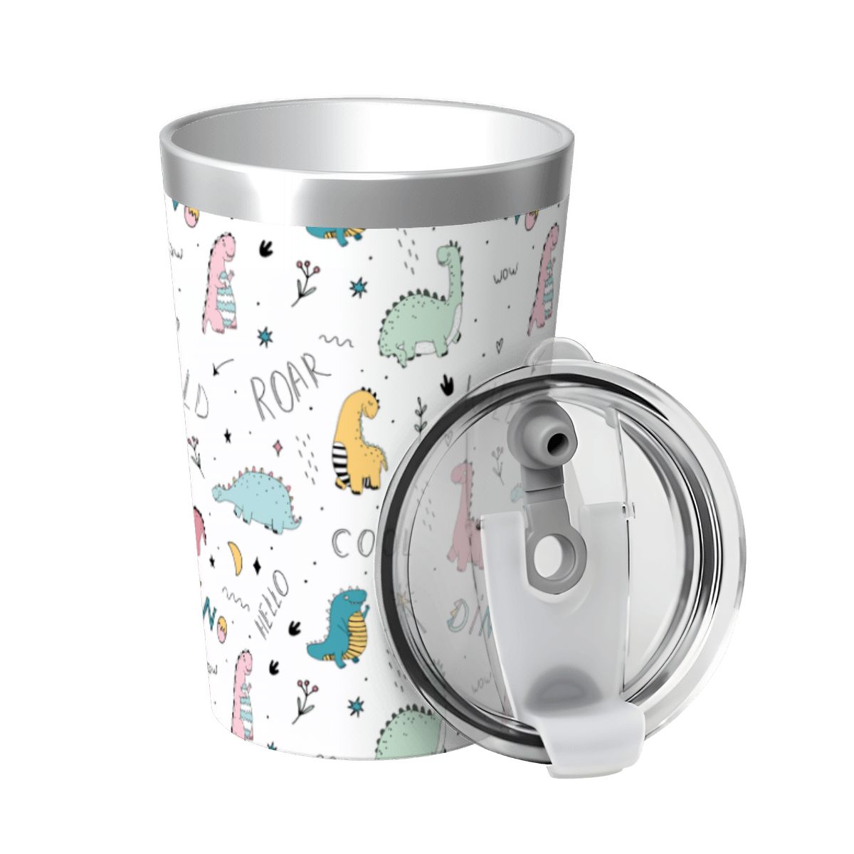 Quirky Dinosaurs Small Stainless Steel Travel Mug Cup 12oz/350ml