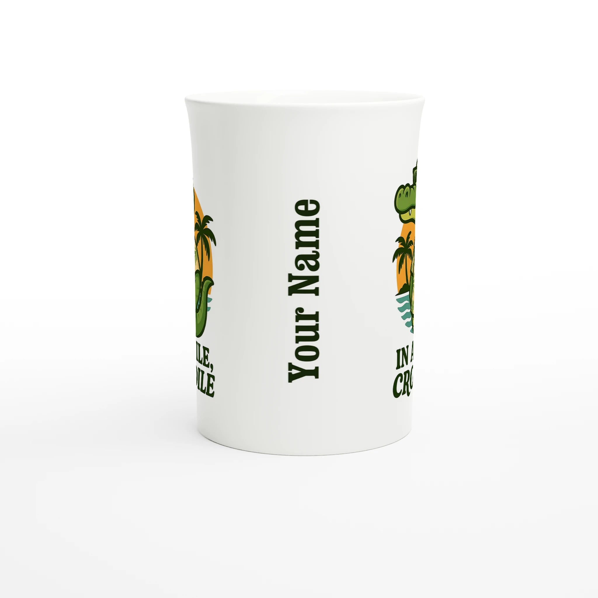 Personalised - In A While, Crocodile - White 10oz Porcelain Slim Mug Personalised Porcelain Mug animal Globally Fulfilled