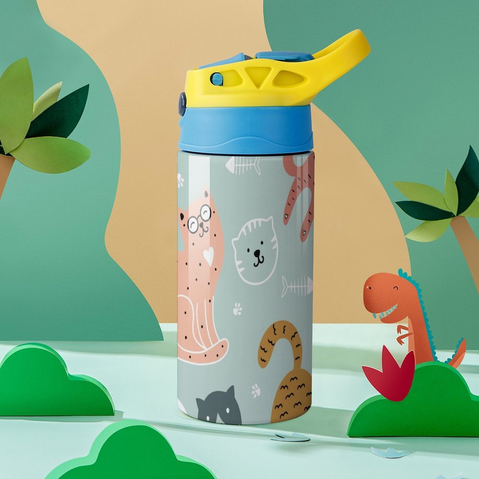 Cat Stretch - Little Kids Water Bottle Little Kids Water Bottle animal Printed Offshore