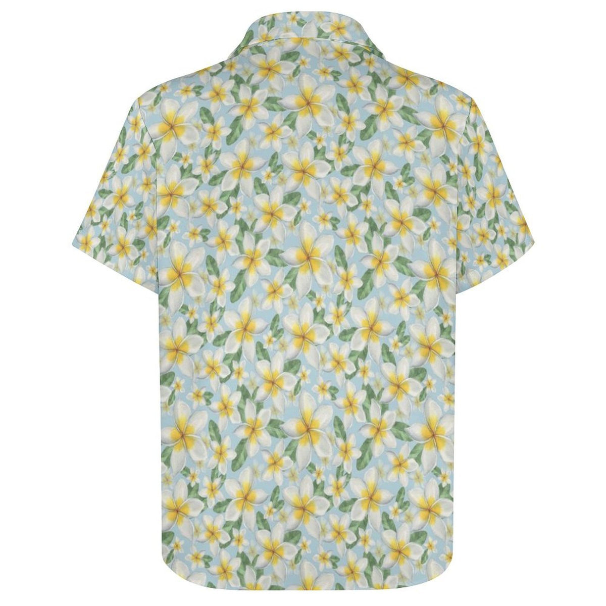 Delicate Frangipani Women's Collared Pocketless Short Sleeve Shirt