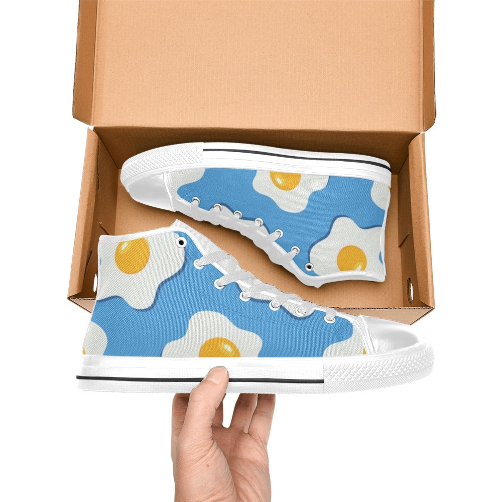 Fried Eggs - Kids High Top Canvas Shoes