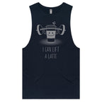 I Can Lift A Latte, Coffee - Tank Top Tee Navy Drop Arm Tank Top Fitness Printed In Australia