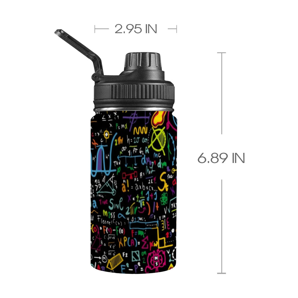 Math Scribbles Kids Water Bottle with Chug Lid (12 oz) One Size Kids Water Bottle with Chug Lid Maths Printed Offshore