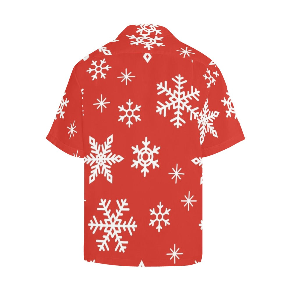 Red Snowflakes, Christmas - Mens Hawaiian Shirt