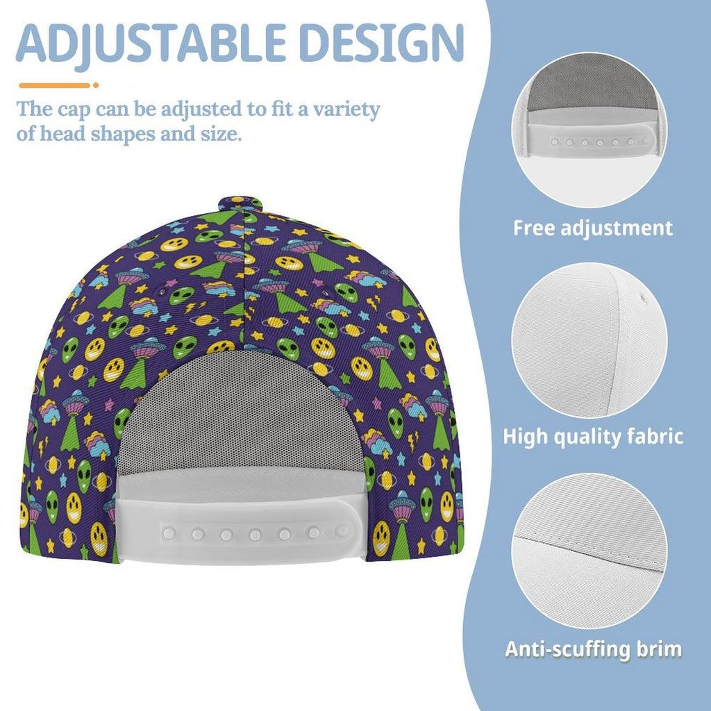 Groovy Alien And UFO Kids Baseball Cap