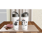 Personalised - Cat Lover - White 15oz Stainless Steel Travel Mug Personalised Travel Mug animal Globally Fulfilled