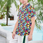 Sticker Music Senior Kids Hawaiian Shirt Senior Kids Hawaiian Shirt 8-15 Music Printed Offshore
