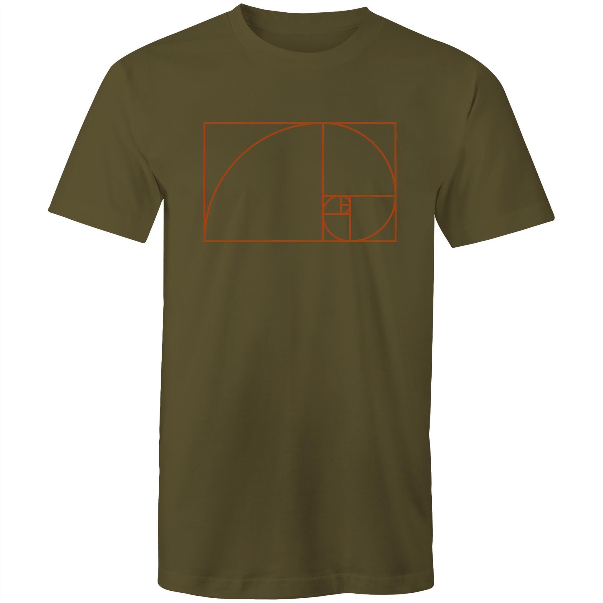 Fibonacci - Mens T-Shirt Army Green Mens T-shirt Maths Printed In Australia Science