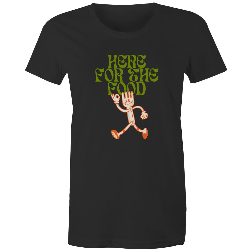 Here For The Food - Womens T-shirt Black Womens T-shirt Food Printed In Australia