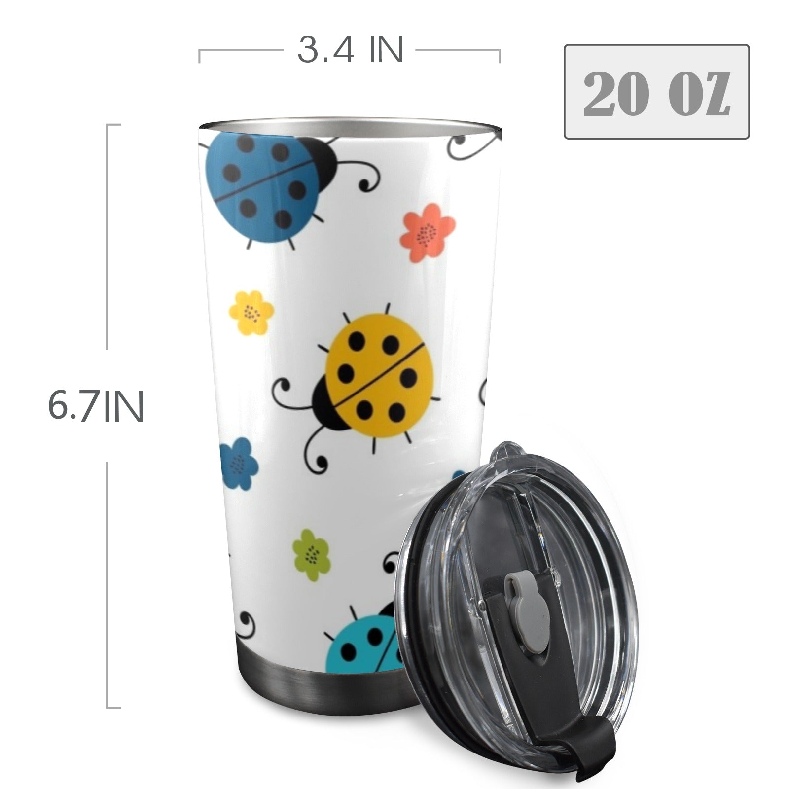 Ladybugs - 20oz Mobile Tumbler with Lid (Black Lock) 20oz Travel Mug animal Printed Offshore