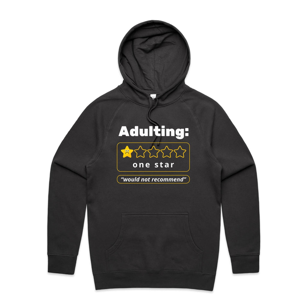 Adulting, One Star - Mens Hoodie Coal Mens Hoodie Printed In Australia