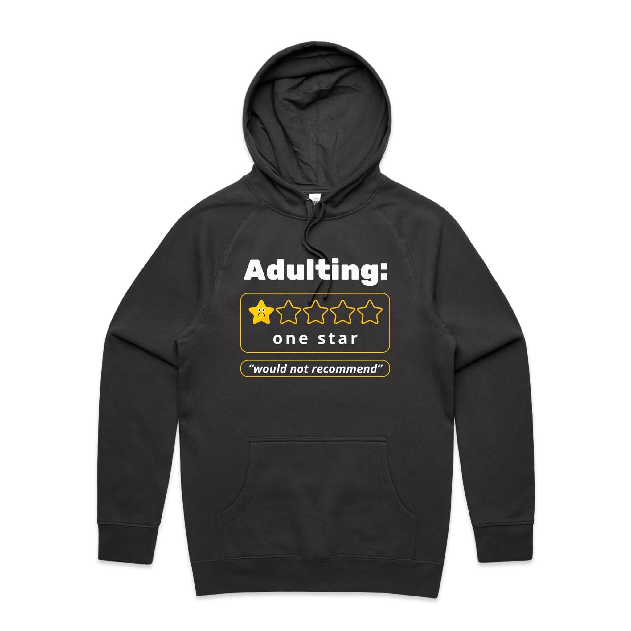 Adulting, One Star - Mens Hoodie Coal Mens Hoodie Printed In Australia
