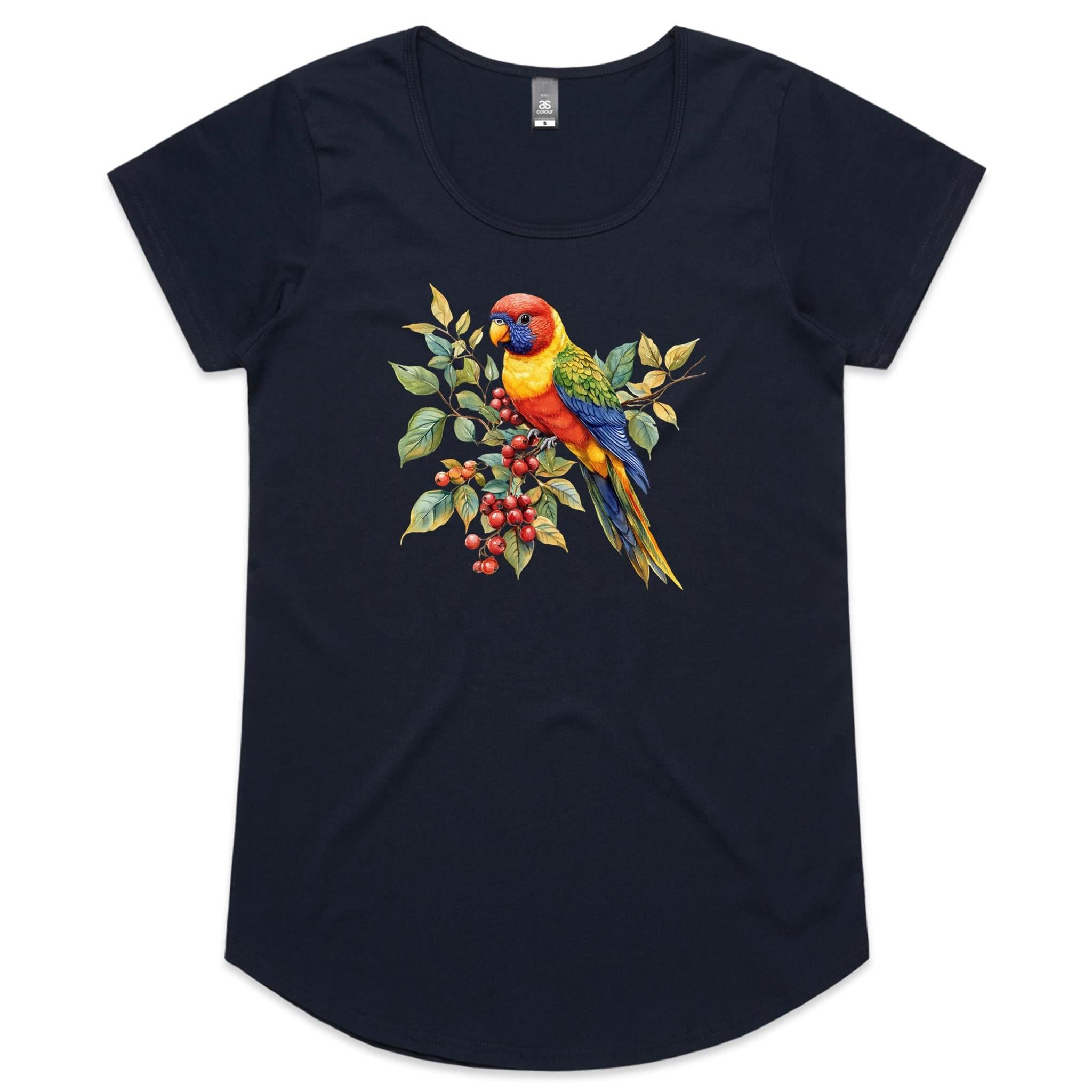 Lorikeet, Australian Birds - Womens Scoop Neck T-Shirt Navy Womens Scoop Neck T-shirt animal Printed In Australia