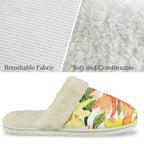 Watercolour Sunflower Women's Fur Trim Thick-Sole Indoor Slippers Women's Fur Trimmed Slippers Plants Printed Offshore