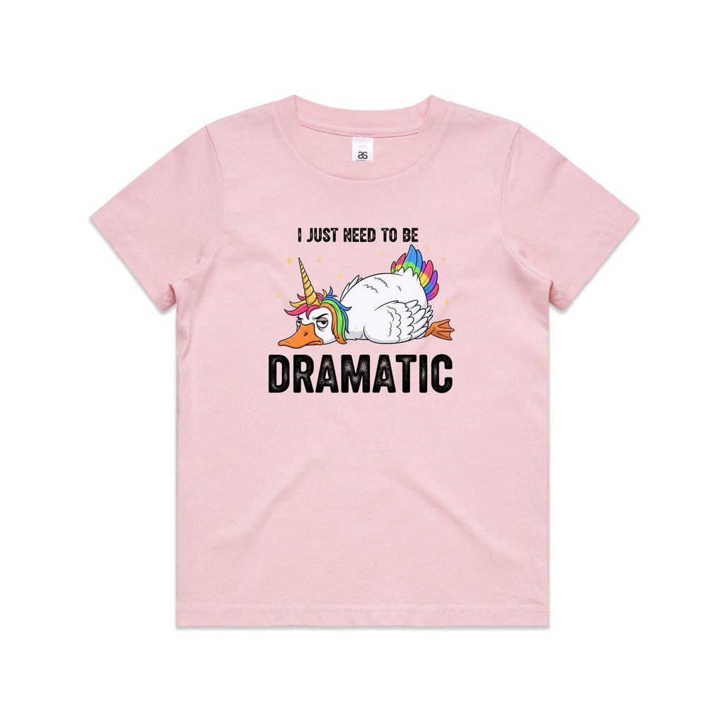 Dramatic Unicorn Goose Kid's AS Colour T-shirt Pink Kids Youth T-shirt animal Printed In Australia