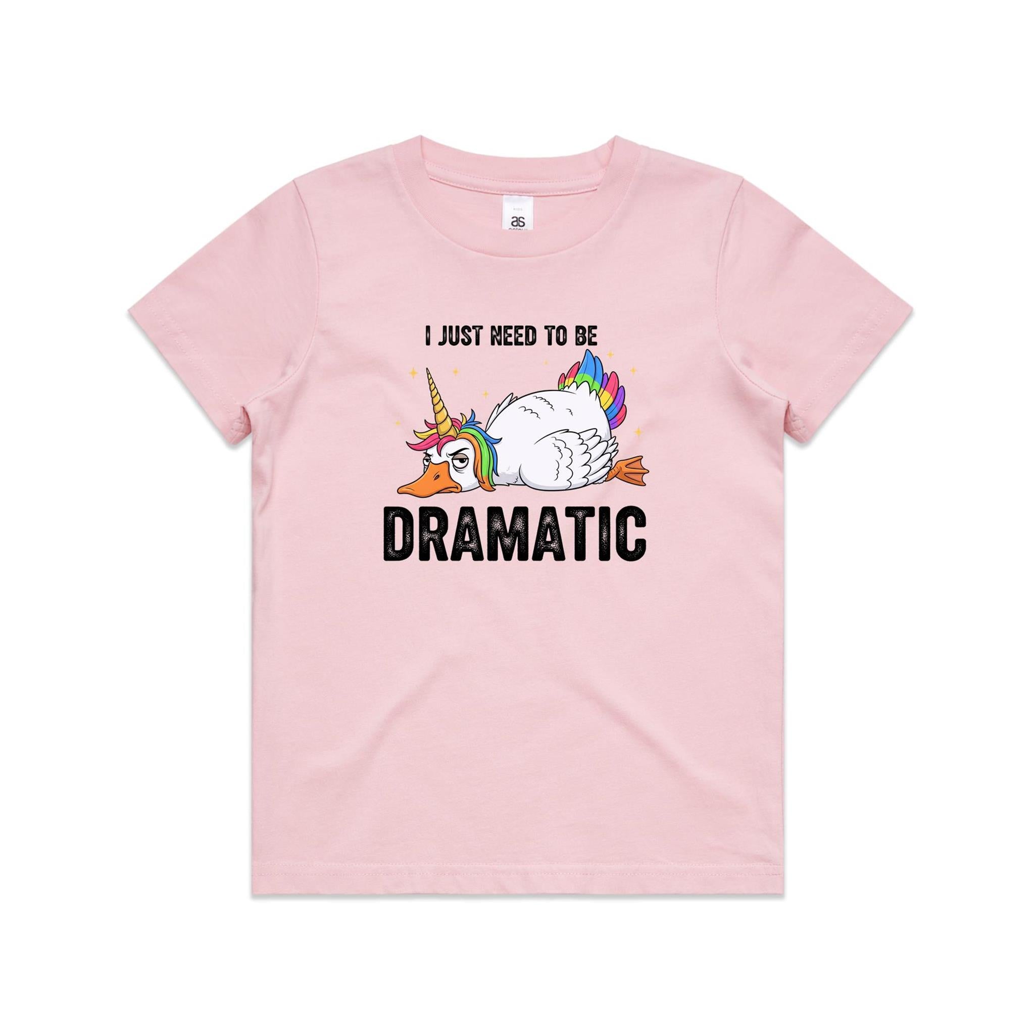 Dramatic Unicorn Goose Kid's AS Colour T-shirt Pink Kids Youth T-shirt animal Printed In Australia