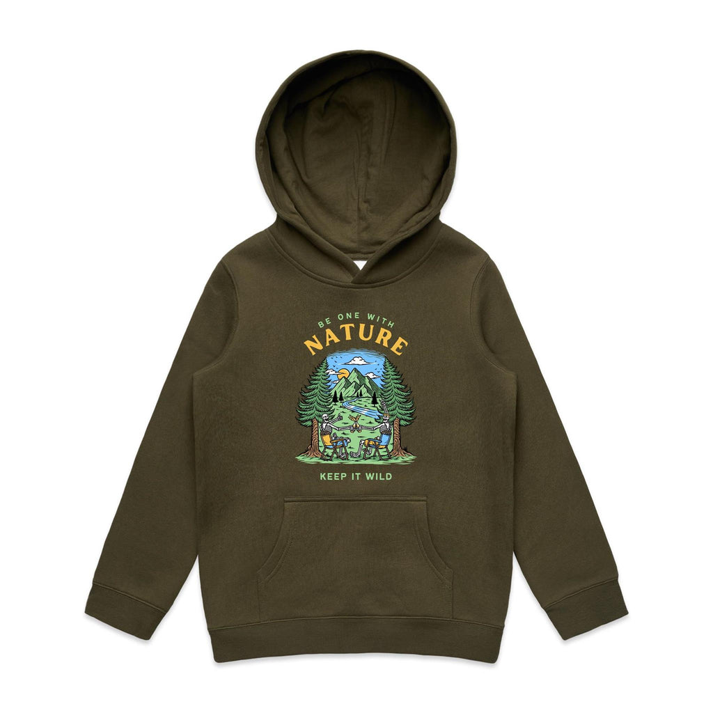 Be One With Nature, Skeleton - Kids Hoodie Army Kids Hoodie Printed In Australia
