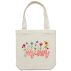 Mum, Flowers And Butterflies - Canvas Tote Bag