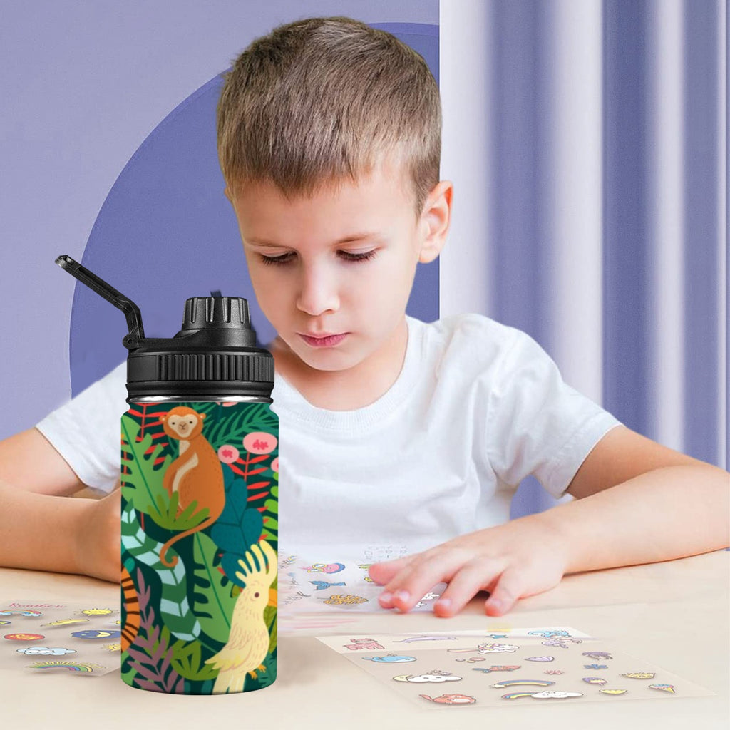 Tropical Jungle Animals - Kids Water Bottle with Chug Lid (12 oz) Kids Water Bottle with Chug Lid animal Printed Offshore