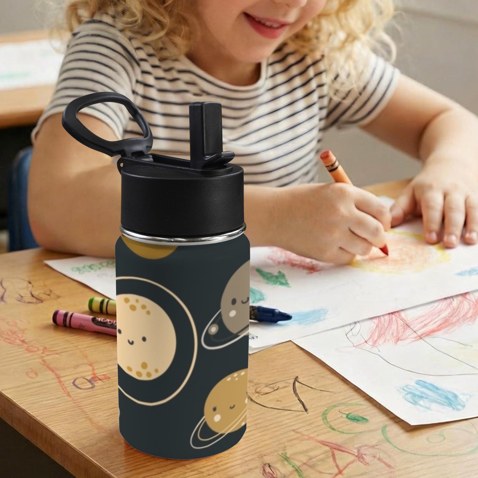 Planets 12oz Kids Water Bottle with Straw Lid
