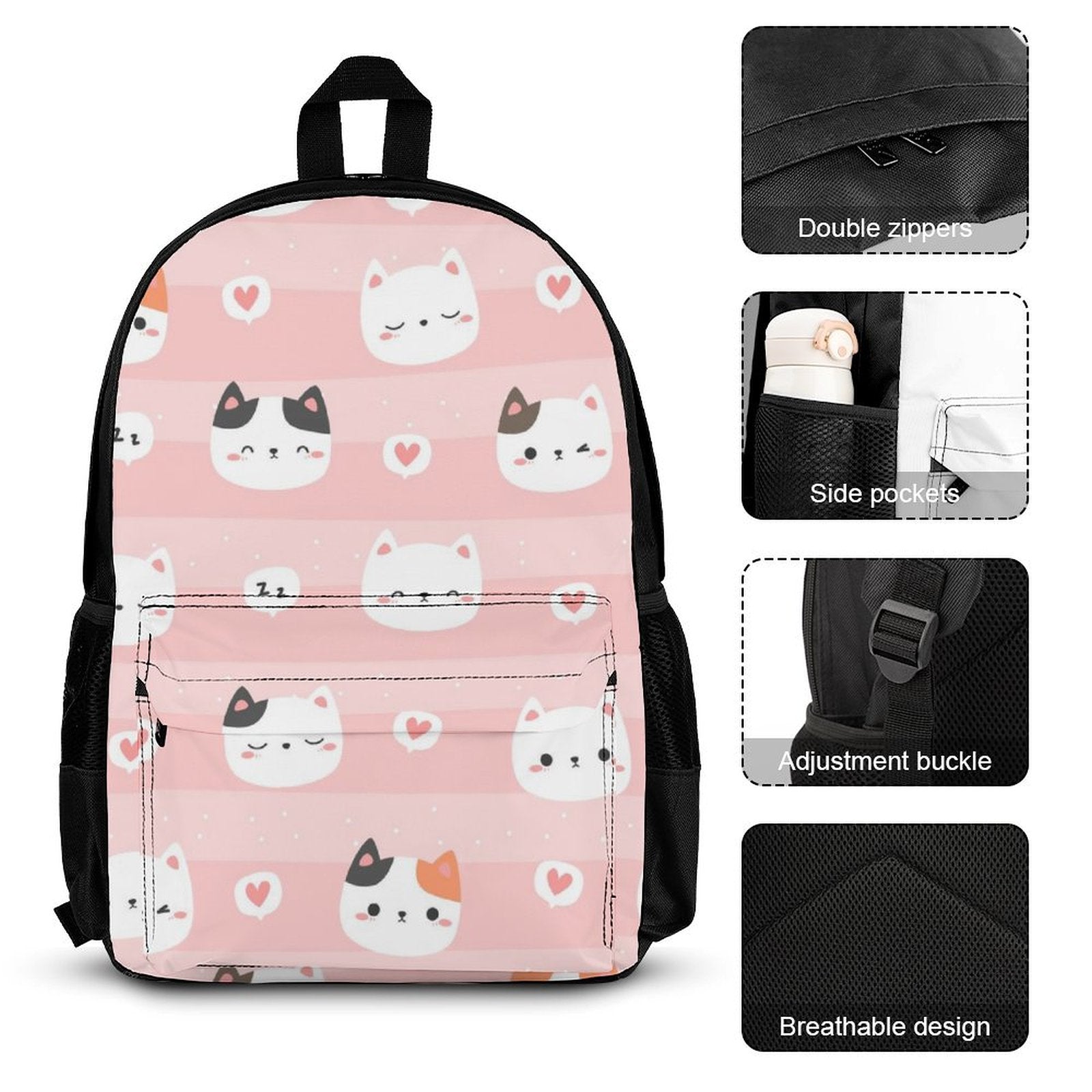 Pink Cats - Three Piece Backpack Set