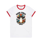 Good Vibes Only, Hippie Mushroom With Sunglasses - Women's Ringer Tee
